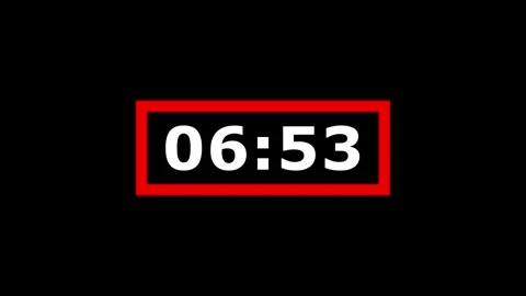7 minute countdown timer white numbers in red rectangular frame. Vídeo Stock 337520435