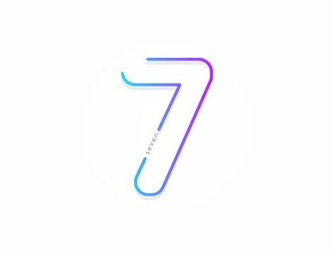 7 number, modern gradient font alphabet. Trendy, dynamic creative style desig Stock Illustration