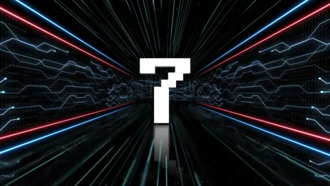 7 Number in Tech Room Animation, Top Ten, on Alpha Channel, Loop Stock Footage 254460461