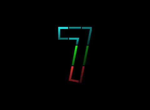 7 number vector outline stroke desing, font logo. Red, green, blue color on b Stock Illustration