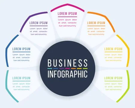 7 Options Infographic circle design 7 steps, objects, elements or options info Stockillustratie