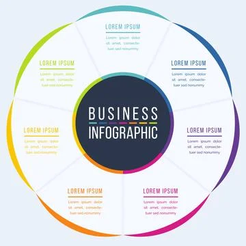 7 Options Infographic circle design 7 Options, objects, elements or steps info Illustrazione stock