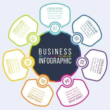 7 Options Infographic design 7 steps, objects, options or elements business info Ilustración de archivo