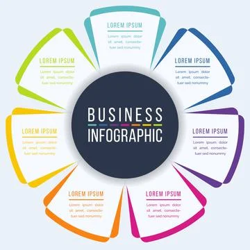 7 Options Infographic design 7 Steps, objects, elements or options business info Stockillustratie