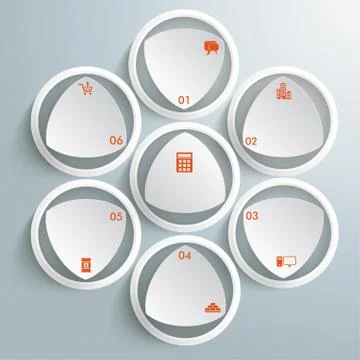 7 round triangles with rings Stock Illustration