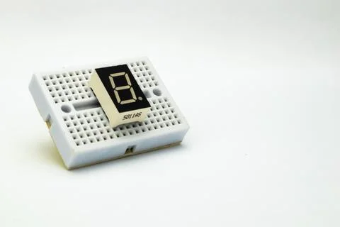 A 7 segment embedded in a project board. This port is used by the electronics Stock Photos