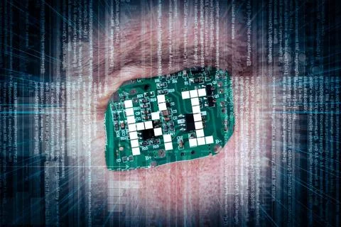  7 September 2023: Artificial intelligence concept, An eye with a computer... Stock Photos