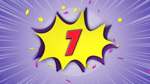 7, Seven Number Comic Text, with Alpha Matte, Loop 스톡 동영상 149261495
