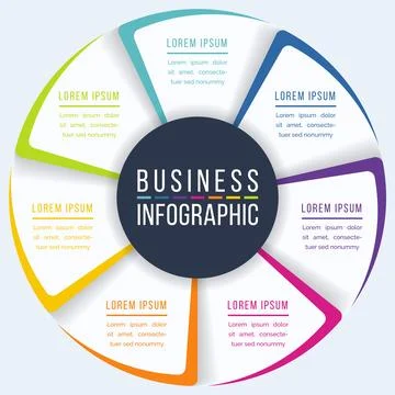 7 Steps Circle Infographic design 7 steps, objects, elements or options info 스톡 일러스트