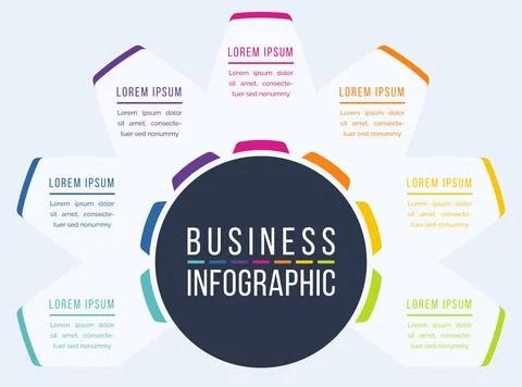 7 Steps Infographic design 7 steps, objects, elements or Options infographic Ilustración de archivo