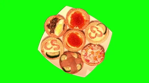 7 tartlets on dish, top shot Stock Footage 46456941