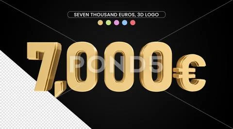 7 thousand euros 3D gold, 3D numbers PSD Template