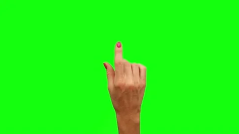 7 Touchscreen female Hand Gestures Green Screen Stock Footage 134624042