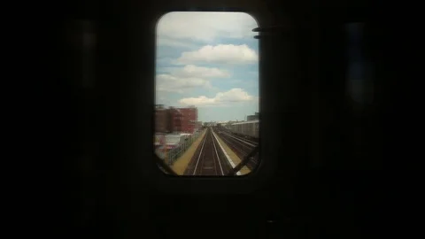 7 Train Subway Back Window View in New York City Video Stock Footage 77584318