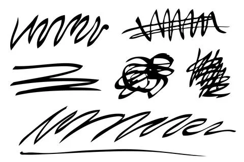 7 Vector Scribble Line Abstract Shape Hand Draw Sketch for your design elemen 스톡 일러스트