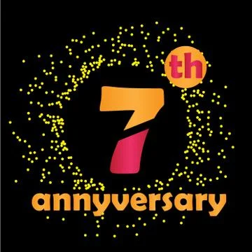 7 Year Anniversary Vector Template Design Illustration - Vector Stock Illustration
