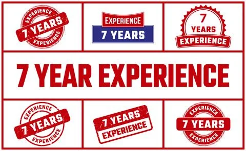 7 Years Experience Rubber Stamp Set Stock Illustration