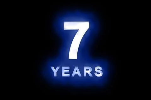 7 years in glowing white numbers on blue Stock Illustration
