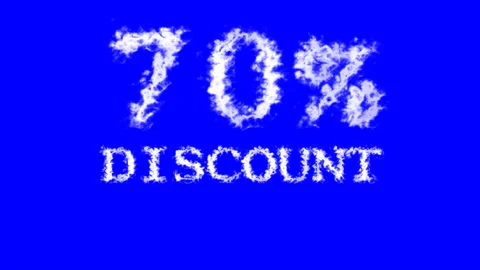 70% discount cloud text effect blue isolated background Stock Footage 139640435