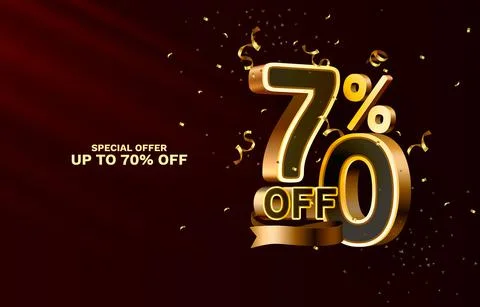 70 Off. Discount creative composition. 3d sale symbol with decorative objects 스톡 일러스트