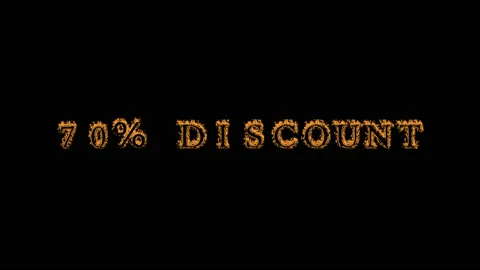70% discount fire text effect black background Stock Footage 136314529