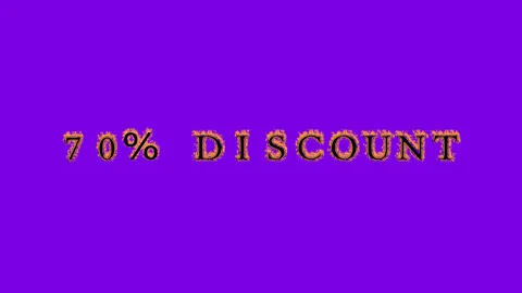 70% discount fire text effect violet background Stock Footage 136314537