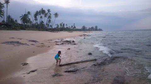 70 evening stone beach dungun malaysia Stock Footage 145763632
