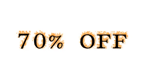 70% Off fire text effect white isolated background Stock Footage 138071811