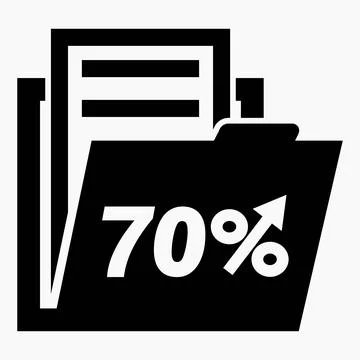 70% increase in stock prices. Increase in the value of securities. Stock Illustration