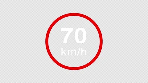 70 kmh speed limit road sign icon animation Stock Footage 335466580