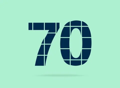 70 number, vector desing font.  Made of knife cut. For logo, brand label, des Stock Illustration