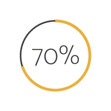 70 percent chart. Vector percentage infographic element. Yellow isolated icon Illustration