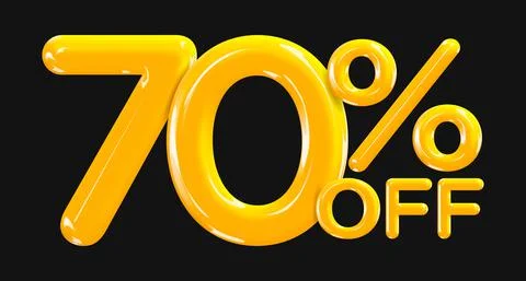 70 percent Off. Discount creative composition of golden or yellow balloons. Stock Illustration
