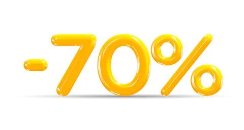 70 percent Off. Discount creative composition of golden or yellow balloons. Illustrazione stock