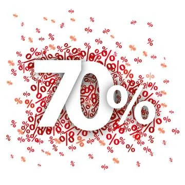 70 Red Percents Stock Illustration