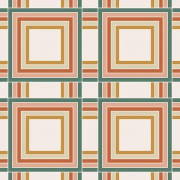 70 s seamless pattern. Retro colorful geometric square seamless background in Stock Illustration