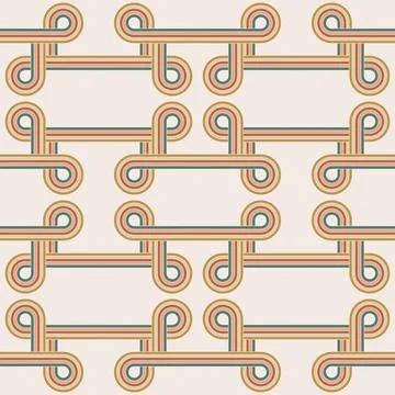70 s seamless pattern. Retro colorful line geometric seamless background in s Stock Illustration