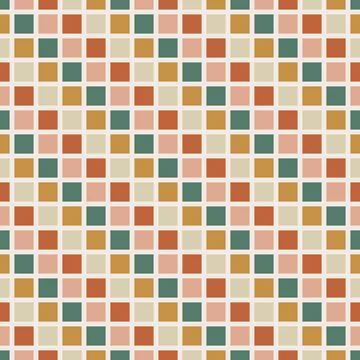 70 s seamless pattern. Retro colorful geometric square seamless background in Stock Illustration