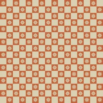 70 s seamless pattern. Retro flower geometric seamless background in seventie Stock Illustration