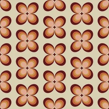 70 s seamless pattern. Retro flower geometric seamless background in seventie Stock Illustration