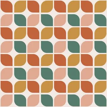 70 s seamless pattern. Retro colorful geometric seamless background in sevent Stock Illustration