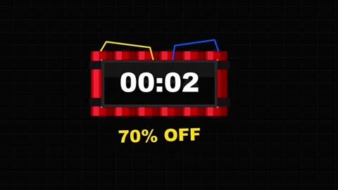 70% off sale motion. Dynamite timer showing 70 percent off limited time offer 库存影片 343372633