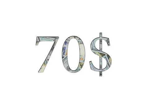 $ 70. Us dollar banknotes. The texture of the money. Isolated on white backgr Stock Photos