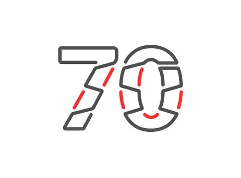 70 vector number. Modern trendy, creative style line design. For logo, brand  Stock Illustration