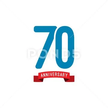 70 Years Anniversary elegant Gold Line Celebration Vector Template