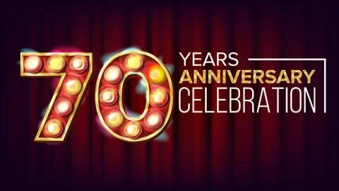 70 Years Anniversary Banner Vector. Seventy, Seventieth Celebration. Vintage Stock Illustration