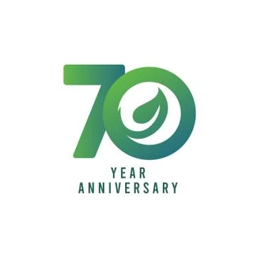 70 Years Anniversary Leaf Vector Template Design Illustration Stock Illustration