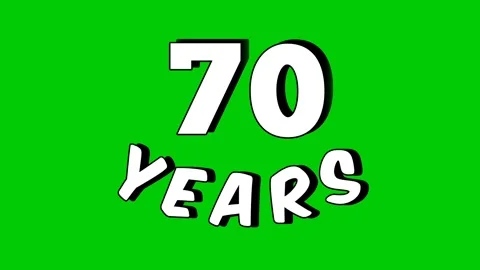 70 years text animation motion graphics cartoon on green screen Stock Footage 308229007