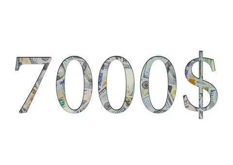 $ 7000. Us dollar banknotes. The texture of the money. Isolated on white back Stock Photos