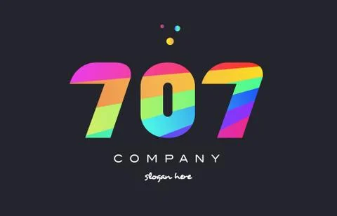 707 colored rainbow creative number digit numeral logo icon Stock Illustration